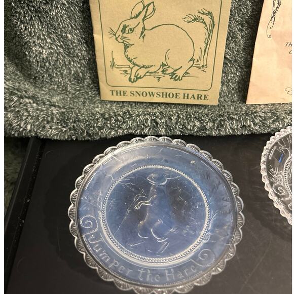 Thornton Burgess Plate Set of 3 Vintage Pairpoint Glass Baby Shower Gift - Picture 13 of 15